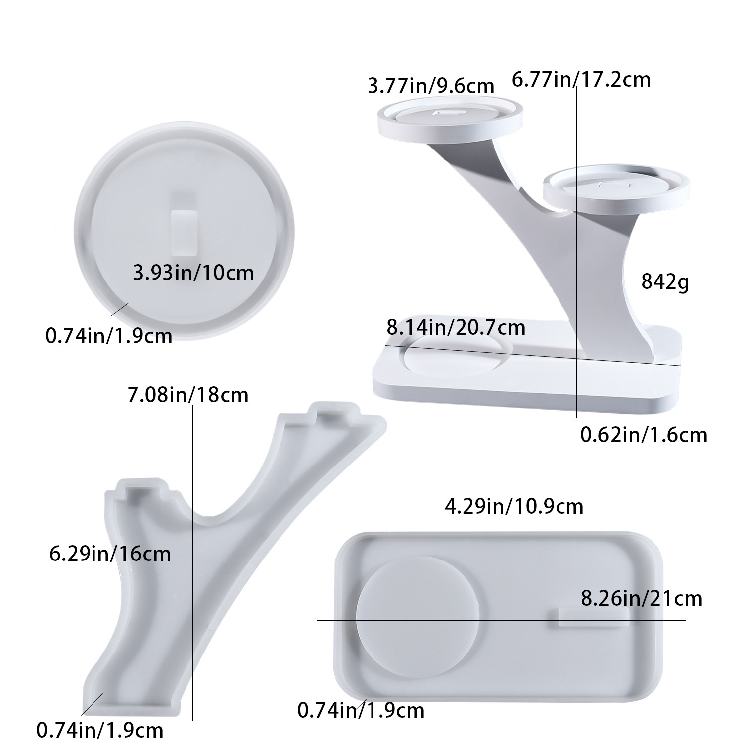 Candle Making Design - แม่พิมพ์เรซิ่นอีพ็อกซี่ DIY สำหรับทำเชิงเทียน ตกแต่งแบบประกบกัน แม่พิมพ์ซิลิโคนสำหรับงานปูนปลาสเตอร์ ที่วางเทียน