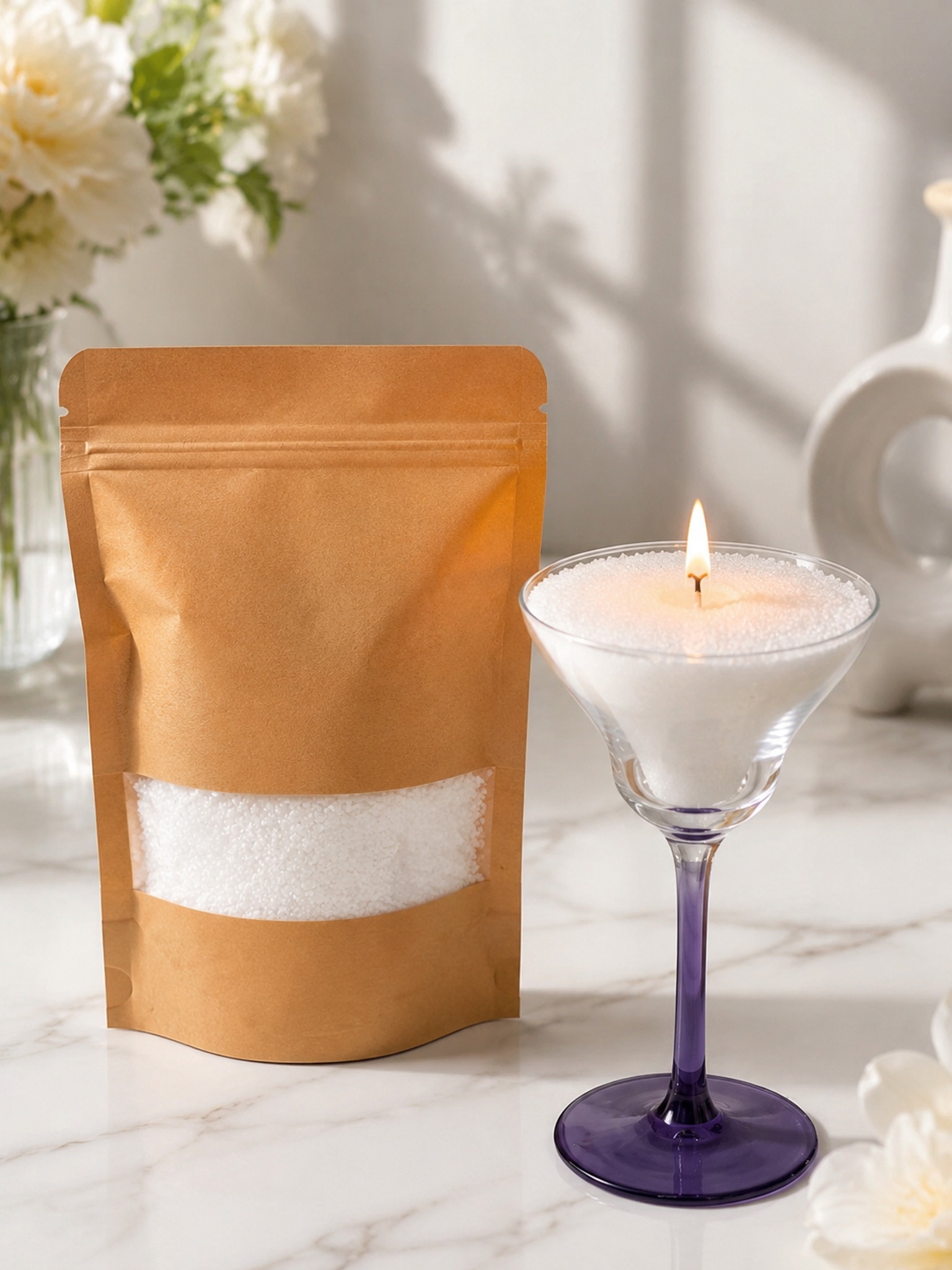 Candle Making Place - แว็กซ์ไข่มุก 1000 กรัม DIY เป็นวัตถุดิบสำหรับทำเทียน ซึ่งสามารถนำไปแช่น้ำและใช้สำหรับตกแต่งบ้านได้