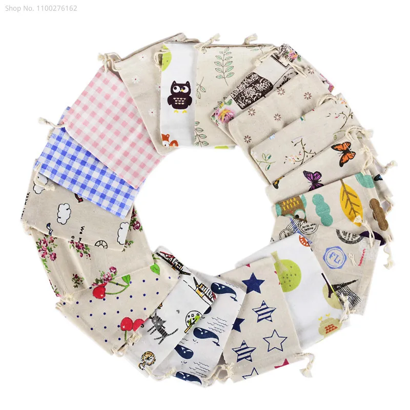 Jute Bag Packaging - 100 ชิ้นผ้าขนาดเล็กกระเป๋ากระเป๋าสตางค์ผ้าฝ้ายกระเป๋าเครื่องประดับบรรจุภัณฑ์กระสอบปอกระเจาบรรจุภัณฑ์แสดงกระเป๋าเก็บของขวัญนํามาใช้ใหม่กระเป๋า