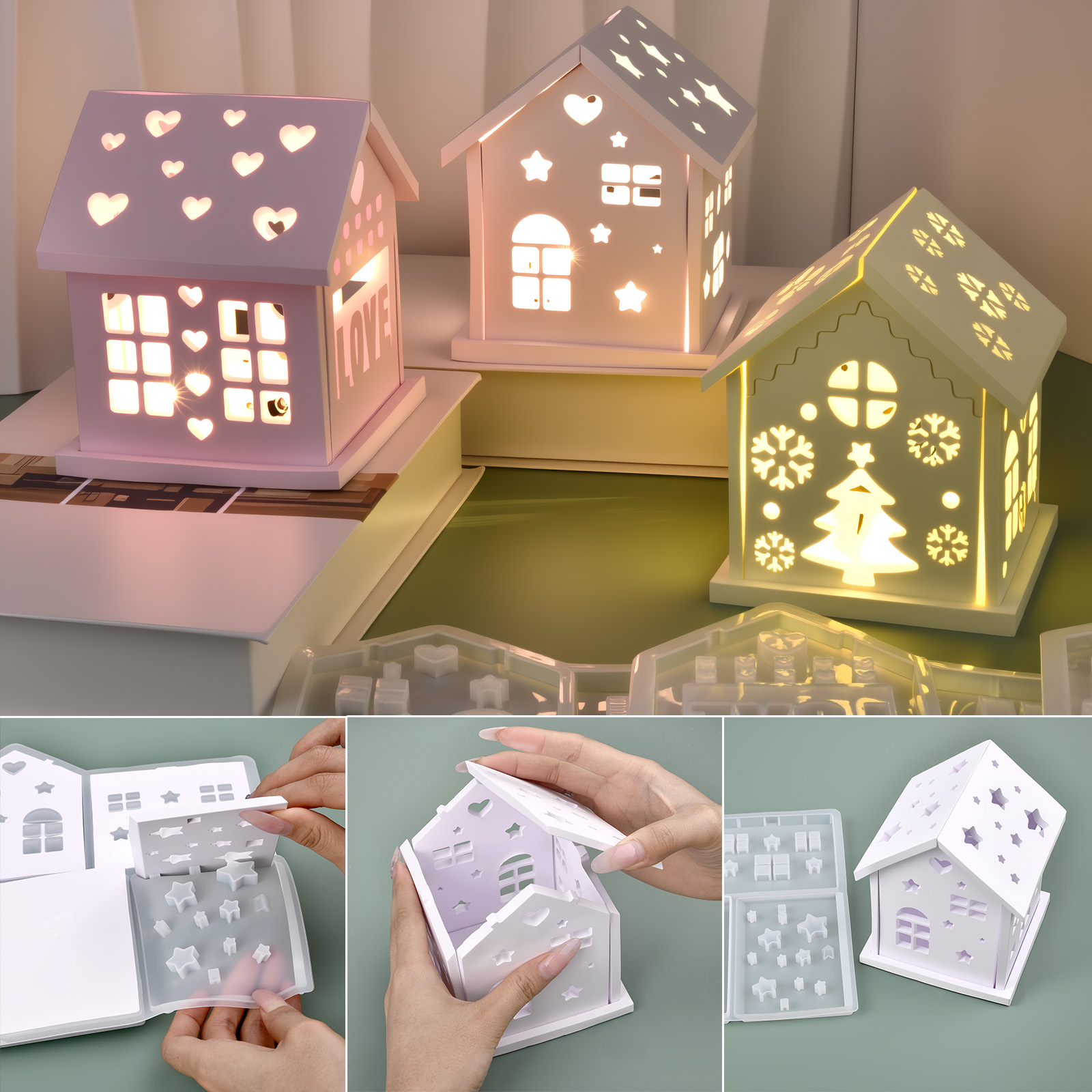 Candle Making Equipment - 3D House แม่พิมพ์ซิลิโคน DIY Christmas Tree