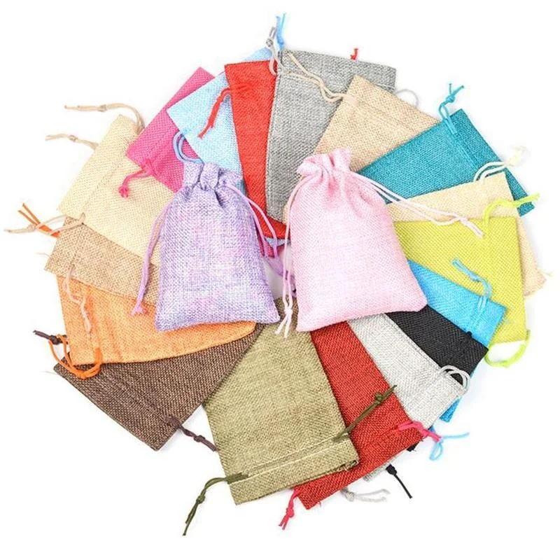 Jute Bag Packaging - 50 ชิ้น/ล็อต 7x9 9x12 10x14 13x18