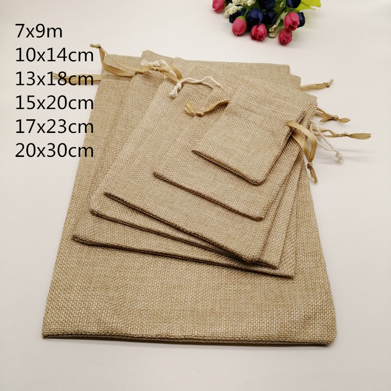 Jute Bag Packaging - 5pcs ผ้า Jute กระเป๋าบรรจุภัณฑ์ของขวัญกระเป๋าของขวัญถุงผ้าฝ้ายกระเป๋าสำหรับ Christmas PARTY