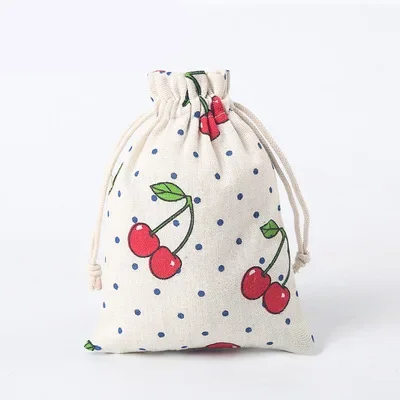 Jute Bag Packaging - 100 ชิ้น ถุงผ้าลายปัก ถุงผ้าฝ้ายแบบมีเชือกผูก ถุงของขวัญคริสต์มาส สำหรับใส่เครื่องประดับ