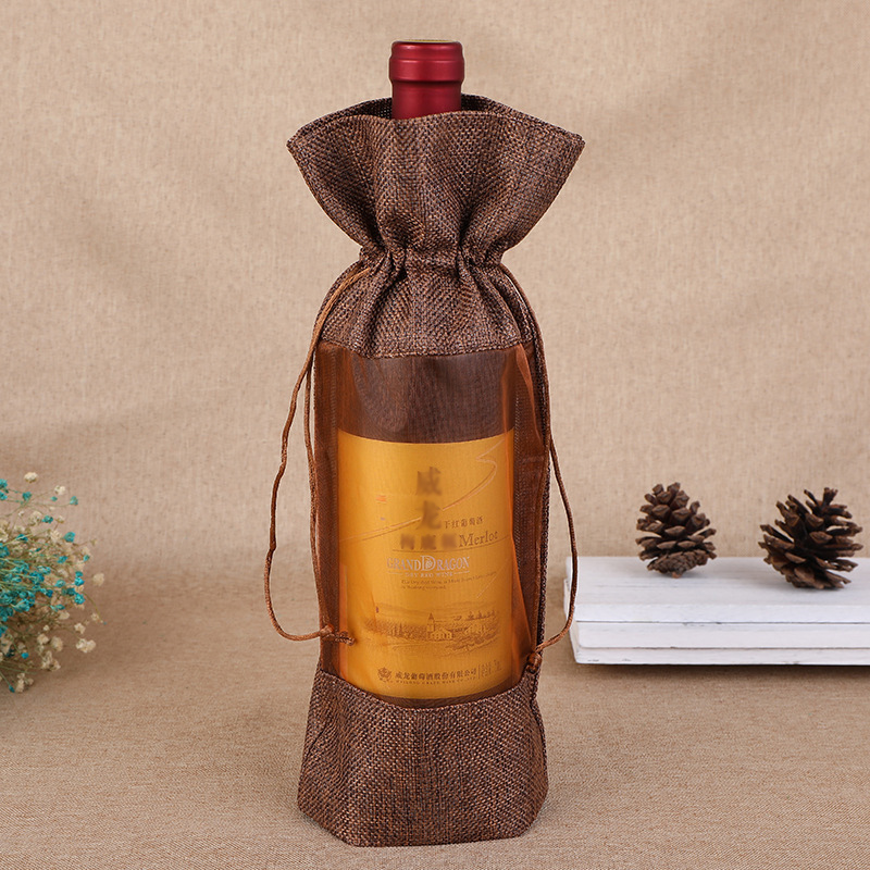 1Pcs เทียม Jute กระเป๋าขวดไวน์ - Jute Bag Packaging บทวิจารณ์และราคา