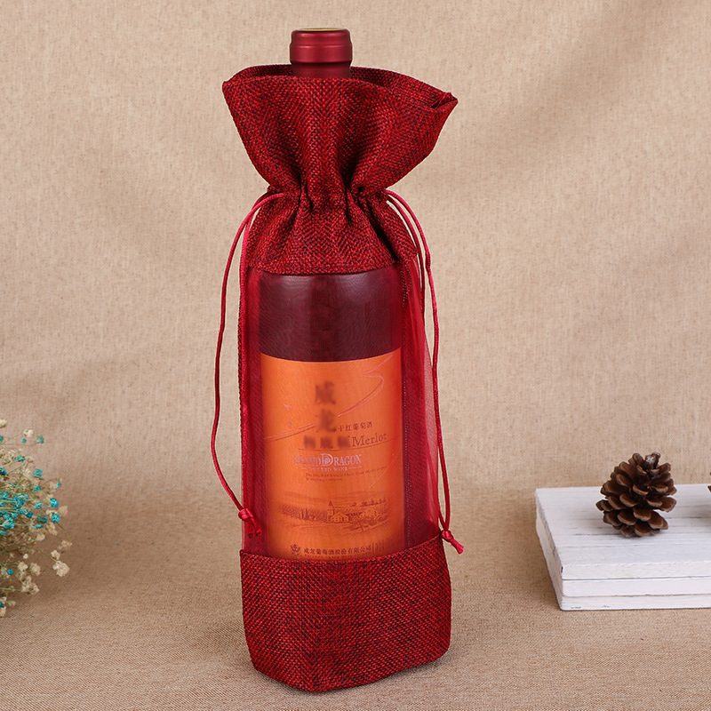 1Pcs เทียม Jute กระเป๋าขวดไวน์ - Jute Bag Packaging บทวิจารณ์และราคา