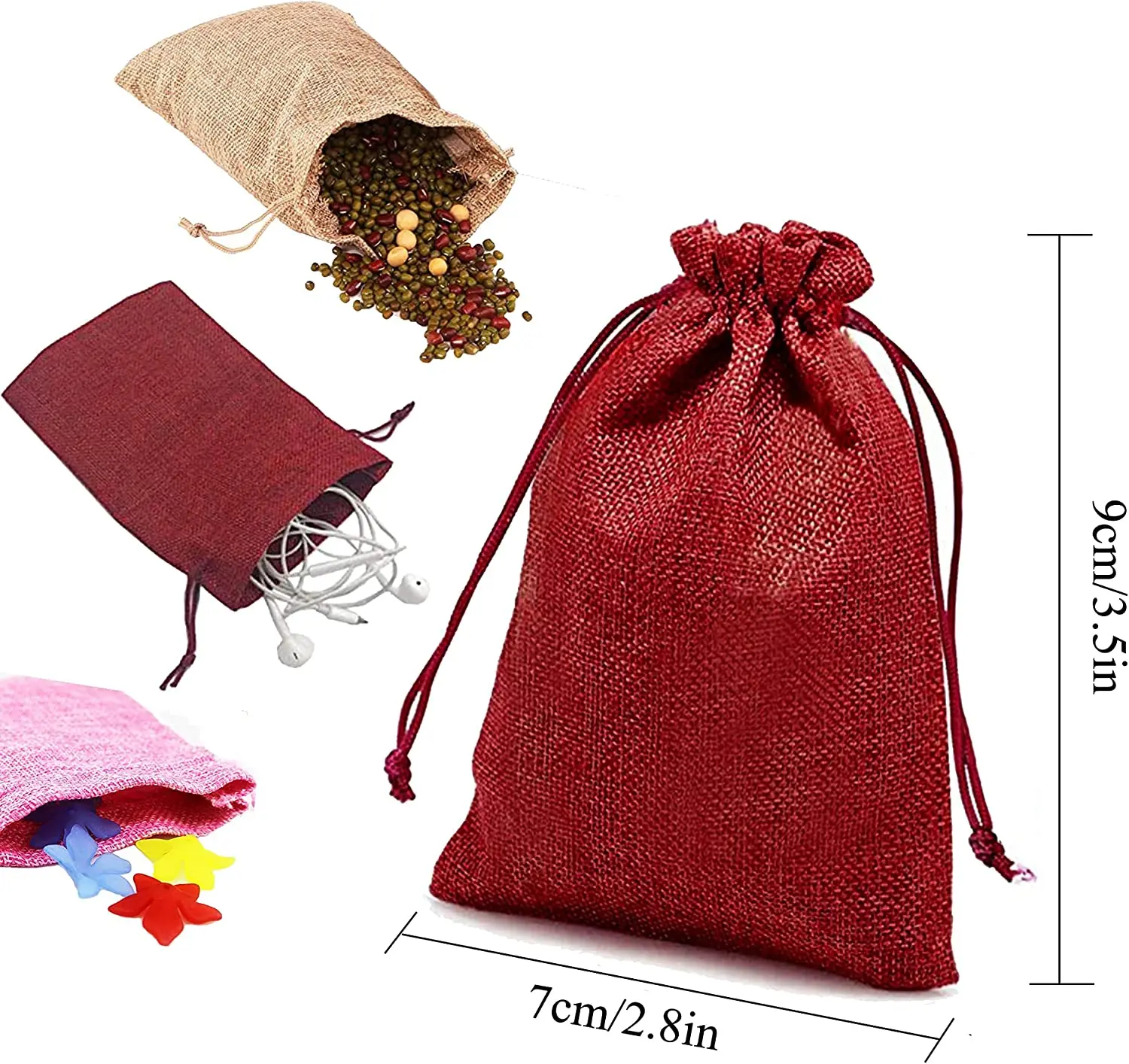 10/5Pcs Jute Drawstring ธรรมชา - Jute Bag Packaging บทวิจารณ์และราคา
