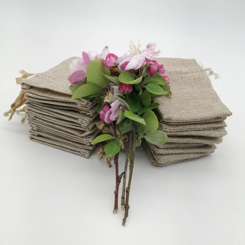 100 ชิ้นผ้าไหมริบบิ้นผ้าฝ้ายถุ - Jute Bag Packaging บทวิจารณ์และราคา