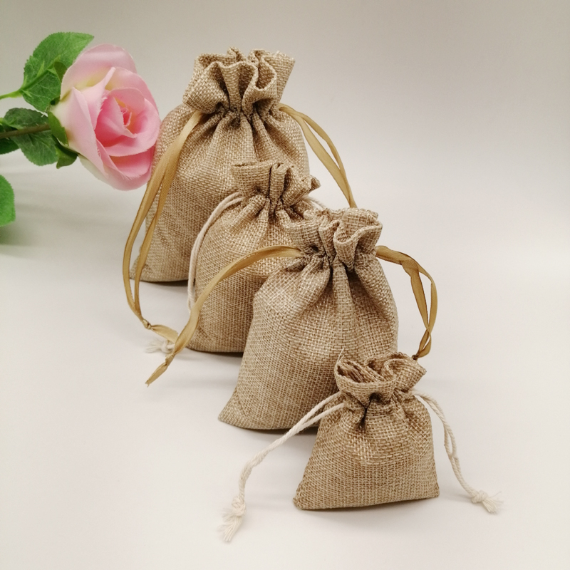 10-1000 ชิ้น/ล็อตผ้าลินินผ้าลิ - Jute Bag Packaging บทวิจารณ์และราคา