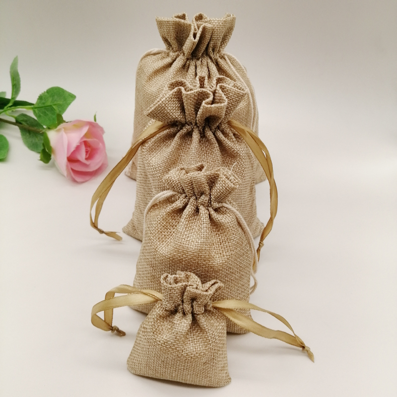 10-1000 ชิ้น/ล็อตผ้าลินินผ้าลิ - Jute Bag Packaging บทวิจารณ์และราคา