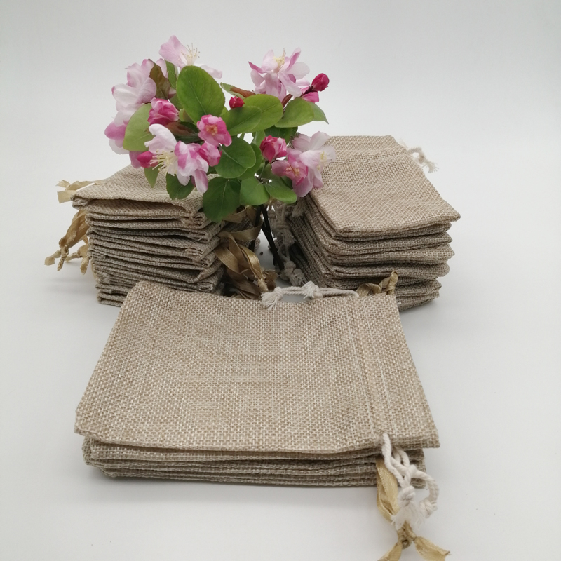 50Pcs Jute ของขวัญกระเป๋าผ้าลิ - Jute Bag Packaging บทวิจารณ์และราคา
