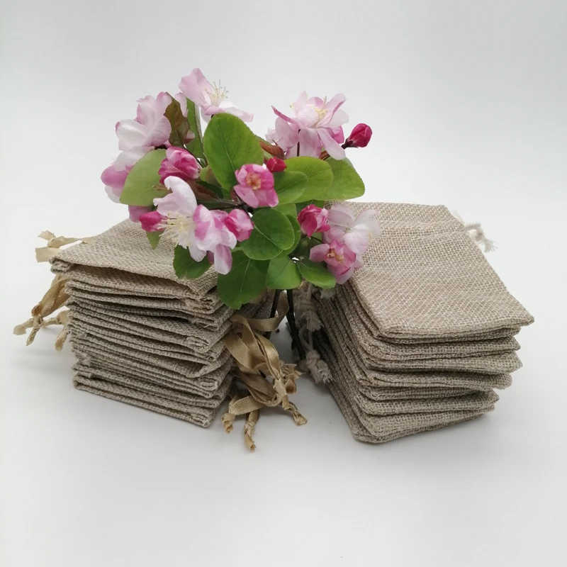 200 ชิ้นผ้าไหมริบบิ้นผ้าฝ้าย D - Jute Bag Packaging บทวิจารณ์และราคา