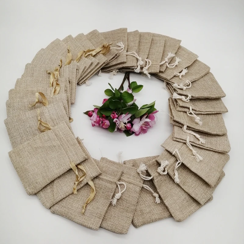 200 ชิ้นผ้าไหมริบบิ้นผ้าฝ้าย D - Jute Bag Packaging บทวิจารณ์และราคา